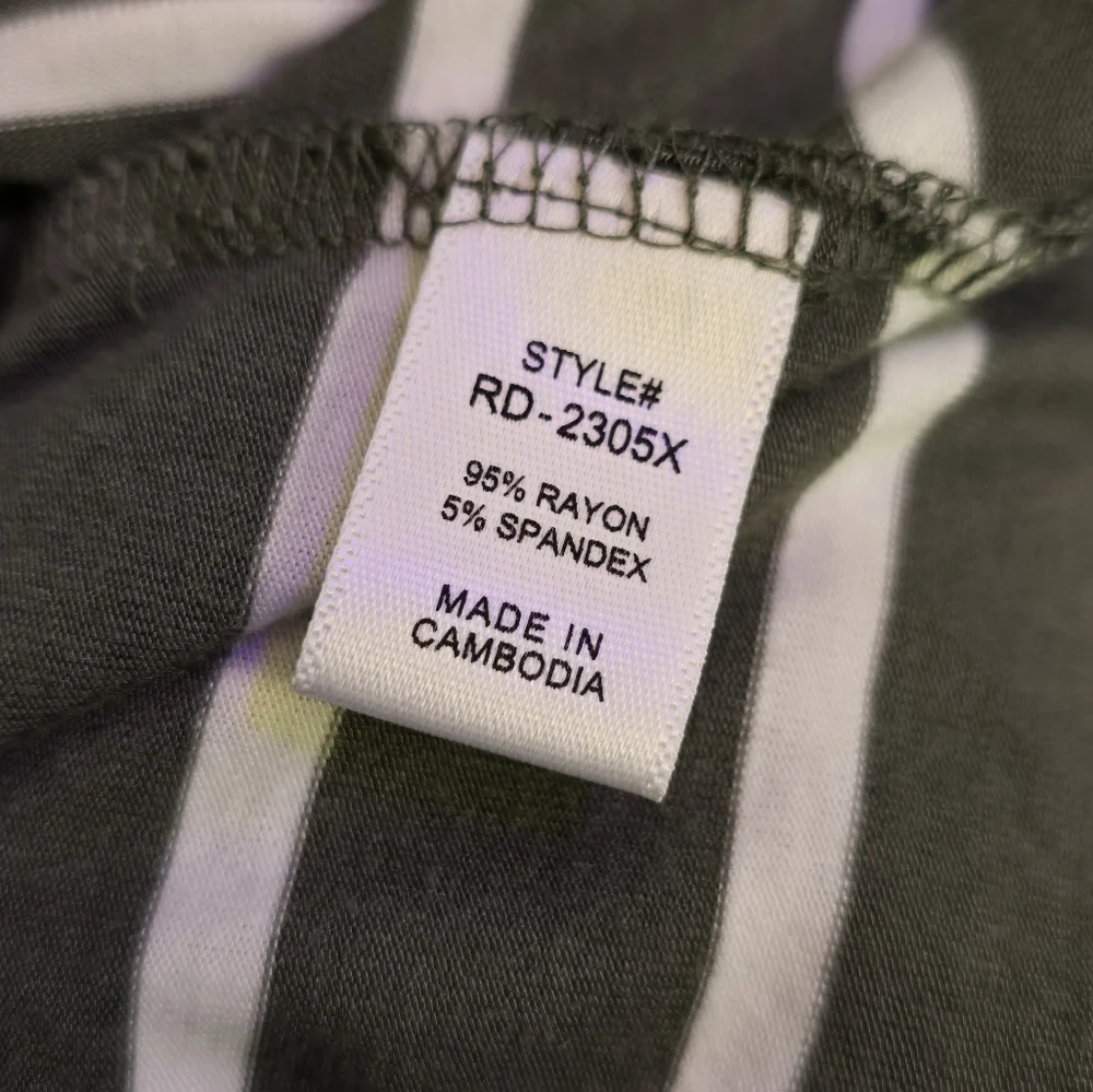 2X NEW Boutique ZENANA Olive/Wht Striped Dress VNeck 27-31.5"Ptp 39"Long 2 Pckts - Picture 4 of 11